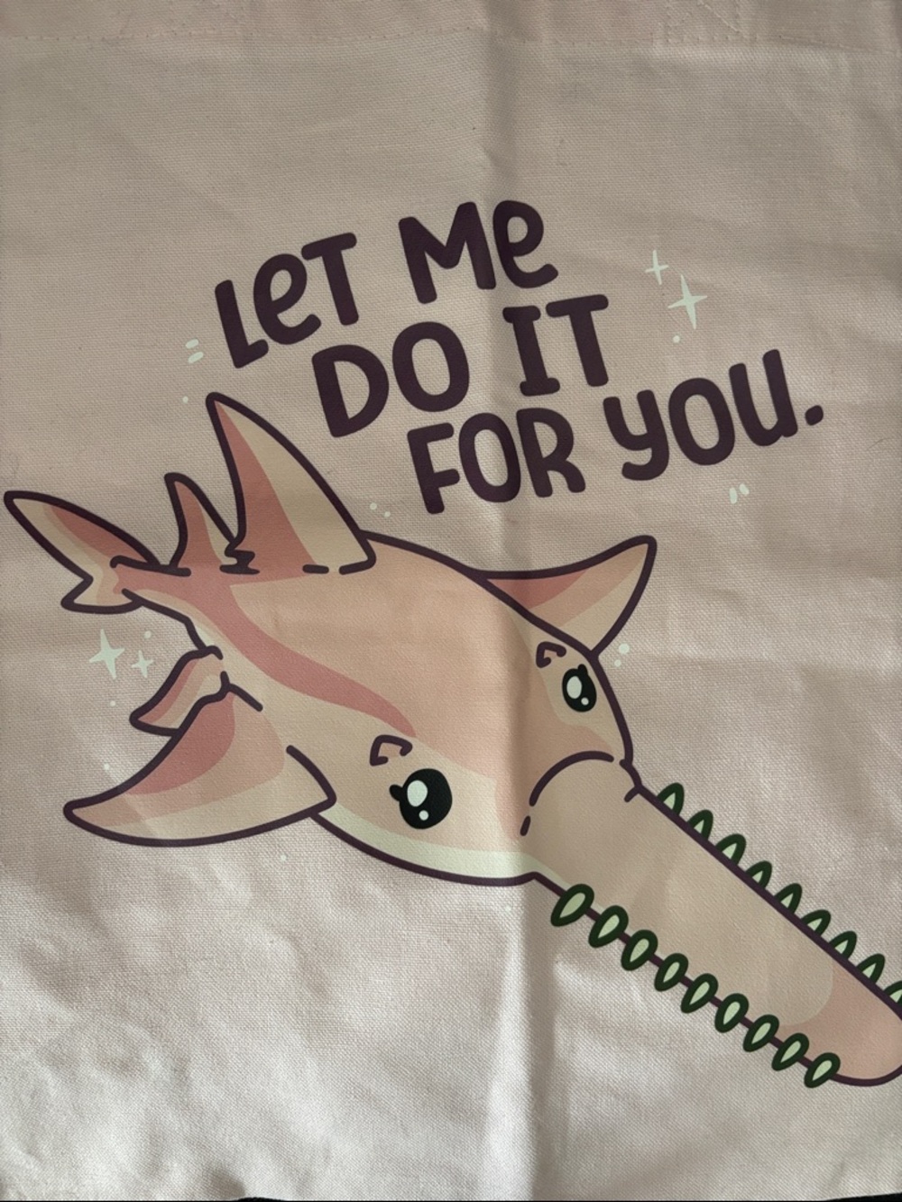 JAWS Grey White Shark Sling Bag and Pink Tote Bag Sawfish “Let Me Do It For You" - Picture 2 of 15